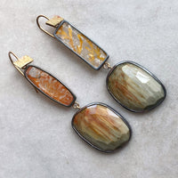 Dendritic and Chatoyant Grey Quartz Earrings